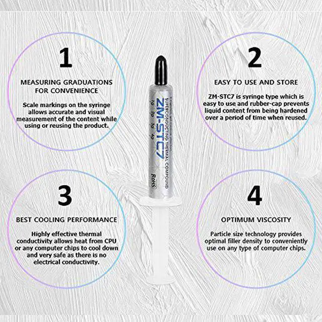 Alt view image 3 of 6 - Zalman STC7 (4 g) Performance Thermal Grease Compound Paste, Heatsink Paste for All Coolers, CPU & GPU, Superconducting Micro-Filler Density Technology (7.2 W/m-k, 220 Pa.s)