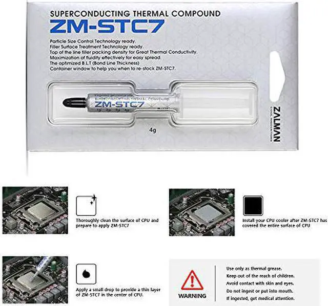 Alt view image 2 of 6 - Zalman STC7 (4 g) Performance Thermal Grease Compound Paste, Heatsink Paste for All Coolers, CPU & GPU, Superconducting Micro-Filler Density Technology (7.2 W/m-k, 220 Pa.s)