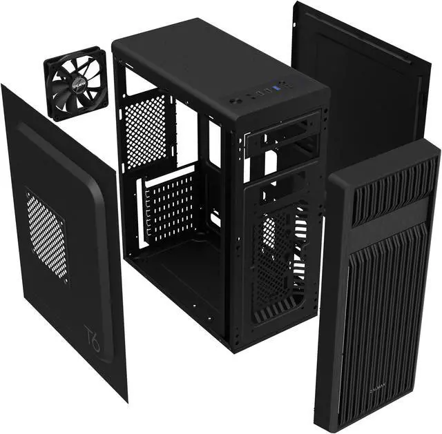 Alt view image 5 of 7 - Zalman T6 ATX Mid-Tower Desktop PC Case, Preinstalled 120mm Fan, 5.25 ODD Support, USB 3.0, Patterned Mesh Design, Budget ATX Gaming Workstation