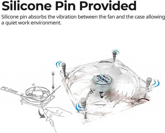 Alt view image 6 of 7 - Zalman Ultra Quiet Fan Series F3 (SF) Plus (SF) 120mm case fan w/ Shark-fin blade, Long Life (EBR) bearing, minimal noise and vibration, comes with silicon mounting pins.