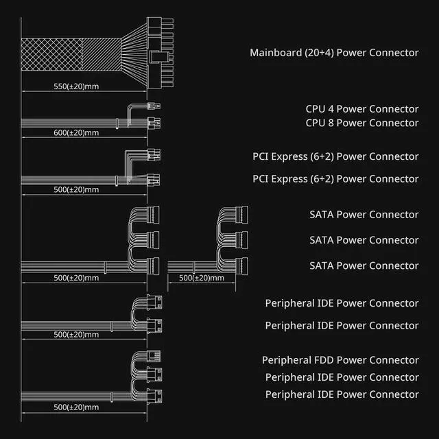 Alt view image 6 of 7 - Zalman GigaMax 600W 80+ Bronze Certified PSU, Continuous Power with 120mm Ultra Quiet Silent Fan, 105° Capacitor, 5 Year Warranty