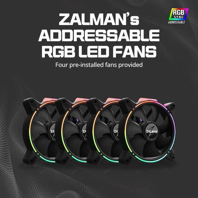 Alt view image 13 of 14 - ZALMAN X3 ATX Mid-Tower includes RGB LED Fan Controller w/4 RGB Fans (supports up to 6), Tool-less Front & Side Panels