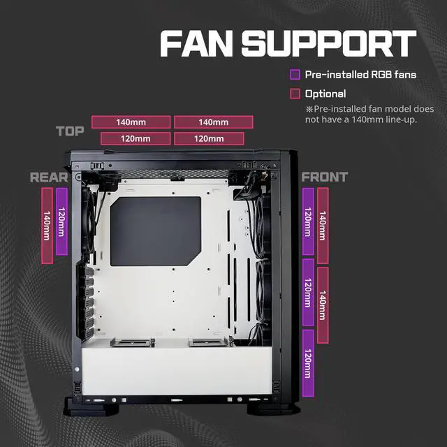 Alt view image 12 of 14 - ZALMAN X3 ATX Mid-Tower includes RGB LED Fan Controller w/4 RGB Fans (supports up to 6), Tool-less Front & Side Panels