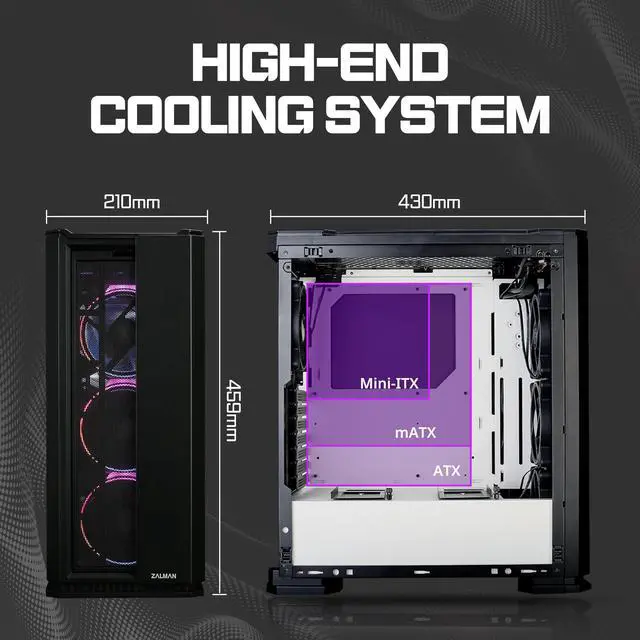 Alt view image 10 of 14 - ZALMAN X3 ATX Mid-Tower includes RGB LED Fan Controller w/4 RGB Fans (supports up to 6), Tool-less Front & Side Panels