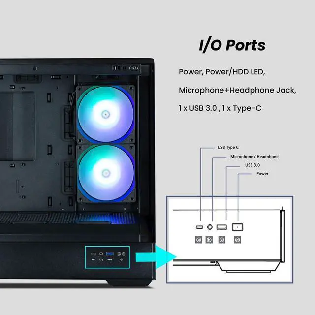 Alt view image 7 of 7 - Zalman P30 Micro ATX mATX Gaming PC Computer Case, 2 x 120mm Reverse + 1 x Rear Exhaust ARGB Fans (Pre-installed), Panoramic View Frameless Tempered Glass Front & Side Panel, USB Type-C & 3.0, Black