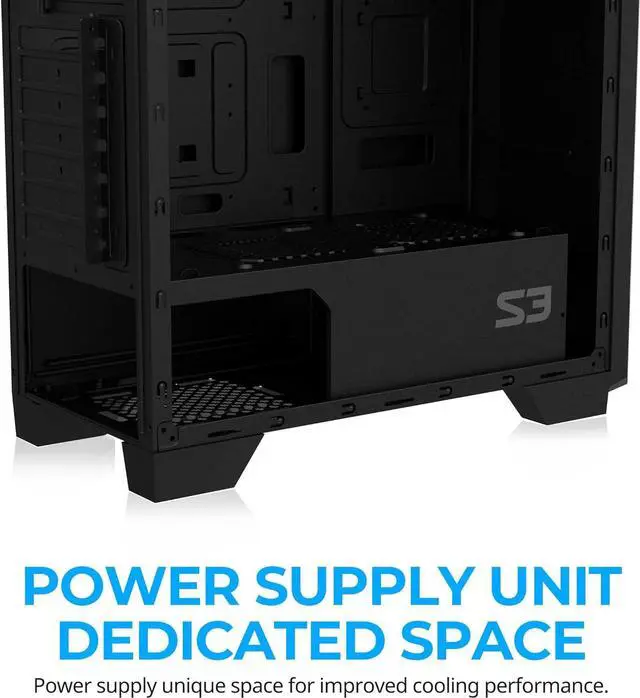 Alt view image 5 of 7 - Zalman S3 ATX Mid Tower Desktop PC Case, 3 x 120mm Fans included, Premium Brushed Metal with Dual Intake Front & Tinted Acrylic Side Panel, USB 3.0