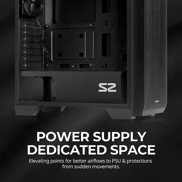 Alt view image 4 of 7 - Zalman S2 TG ATX Mid Tower Desktop PC Case, 3 x 120mm Fans included, Full Mesh Front Panel for High Airflow, Full Tinted Tempered Glass Side Panel, USB 3.0