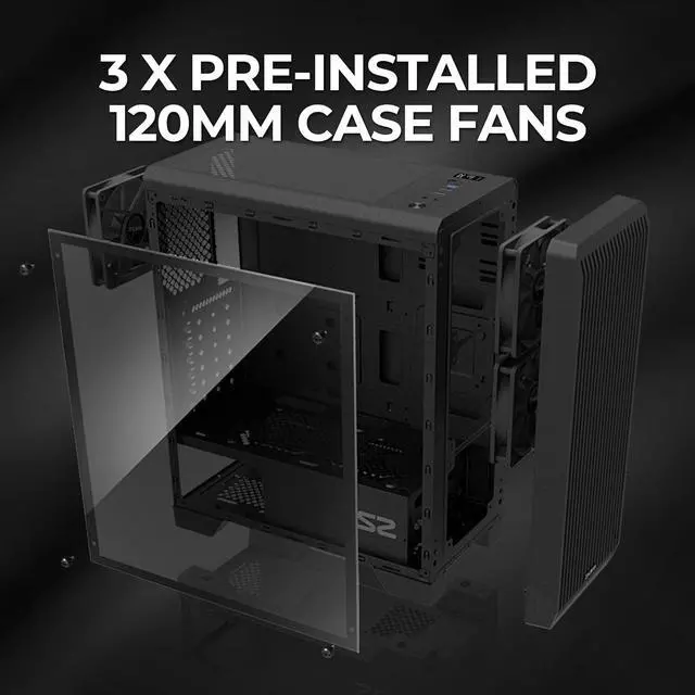 Alt view image 3 of 7 - Zalman S2 TG ATX Mid Tower Desktop PC Case, 3 x 120mm Fans included, Full Mesh Front Panel for High Airflow, Full Tinted Tempered Glass Side Panel, USB 3.0