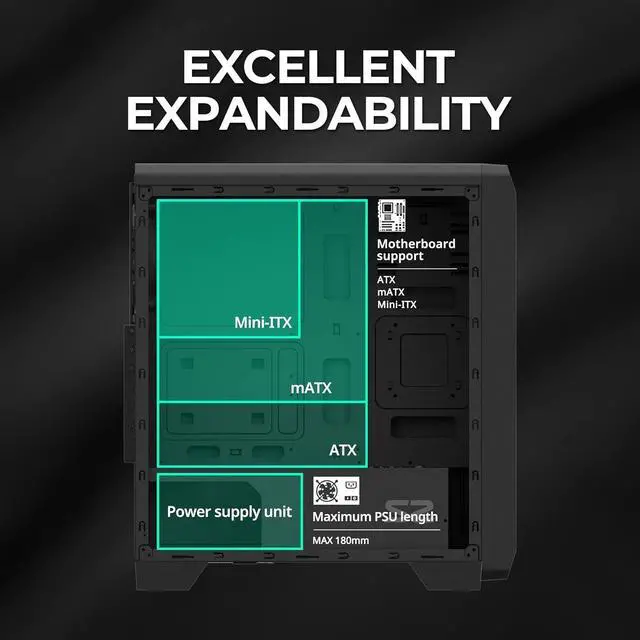 Alt view image 5 of 7 - Zalman S2 TG ATX Mid Tower Desktop PC Case, 3 x 120mm Fans included, Full Mesh Front Panel for High Airflow, Full Tinted Tempered Glass Side Panel, USB 3.0