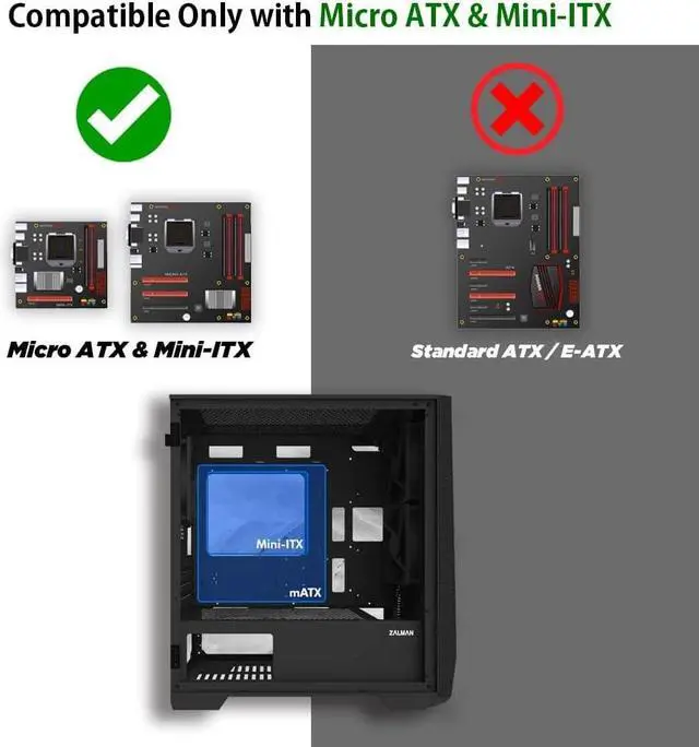 Alt view image 7 of 7 - Zalman Z1 Iceberg mATX Gaming PC Case, Micro ATX Mini Tower, 3 x 120mm Fans Preinstalled, Swing Door Tempered Glass Side Panel - 2 x USB 3.0, Black