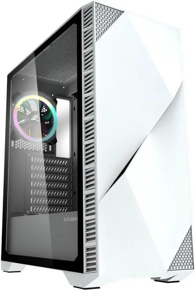 Alt view image 2 of 7 - Zalman Z3 Iceberg ATX Mid-Tower Gaming PC Case, 2 x 120mm ARGB Double Ring Fans Preinstalled w/ 4-port ARGB Controller Included, Tempered Glass Side Panel, 2 x USB 3.0, White