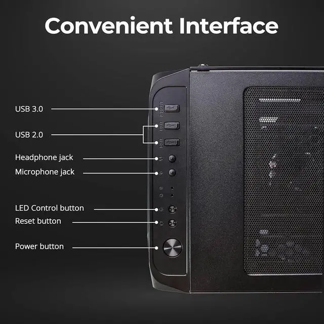 Alt view image 4 of 7 - Zalman Z7 NEO ATX Mid-Tower Gaming PC Case, 4 x 120mm Unique Ring Fans w/ RGB Controller, Full Tinted Tempered Glass Side Panel, High-End PC Cabinet