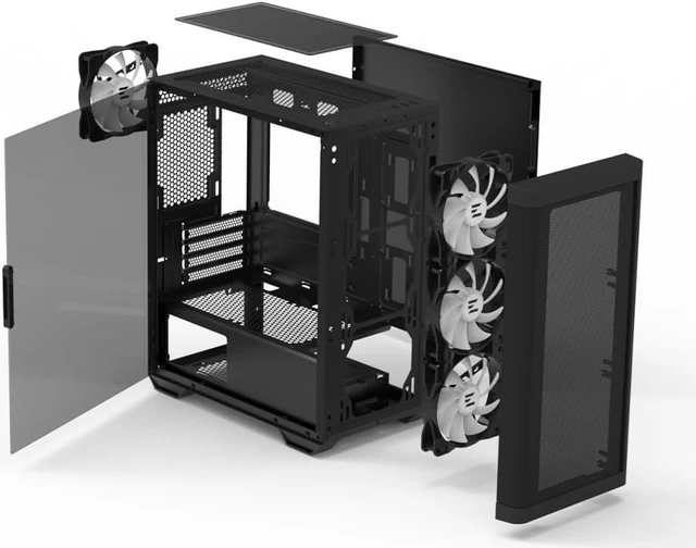 Alt view image 7 of 7 - Zalman M4 Gaming PC Case - mATX/Mini ITX Mini Tower Computer Case - 4 x 120mm ARGB Fans Pre-Installed - Swing Door Tempered Glass Side Panel, Black
