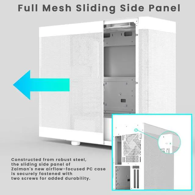 Alt view image 3 of 7 - Zalman i4 Airflow ATX Mid-Tower Desktop Computer PC Case, Includes 6 x 120mm Fans, Full Mesh Front and Side Panels, 360mm Radiator Support, White