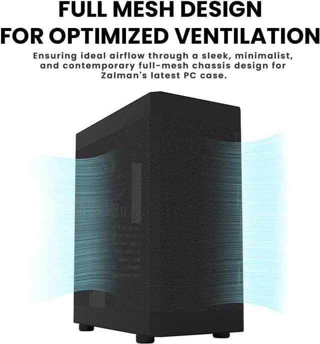 Alt view image 2 of 7 - Zalman i4 Airflow ATX Mid-Tower Desktop PC Case, Includes 6 x 120mm Fans, Full Mesh Front and Side Panels for High Airflow, 360mm Radiator Support, Black