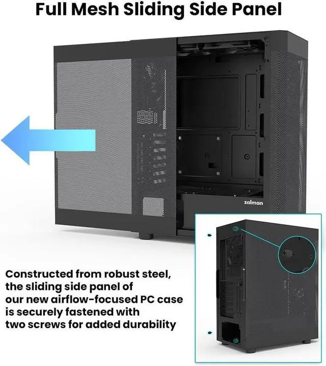 Alt view image 3 of 7 - Zalman i4 Airflow ATX Mid-Tower Desktop PC Case, Includes 6 x 120mm Fans, Full Mesh Front and Side Panels for High Airflow, 360mm Radiator Support, Black