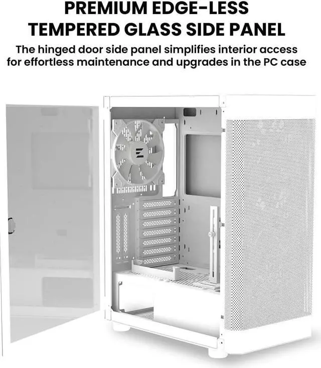 Alt view image 2 of 7 - Zalman i4 TG Airflow ATX Mid-Tower Gaming PC Case, 4 x 140mm RGB Fans Preinstalled, Tempered Glass Side Panel, 360mm Radiator Support, White