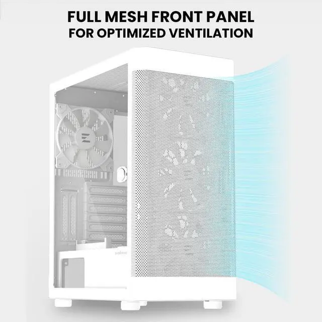 Alt view image 4 of 7 - Zalman i4 TG Airflow ATX Mid-Tower Gaming PC Case, 4 x 140mm RGB Fans Preinstalled, Tempered Glass Side Panel, 360mm Radiator Support, White