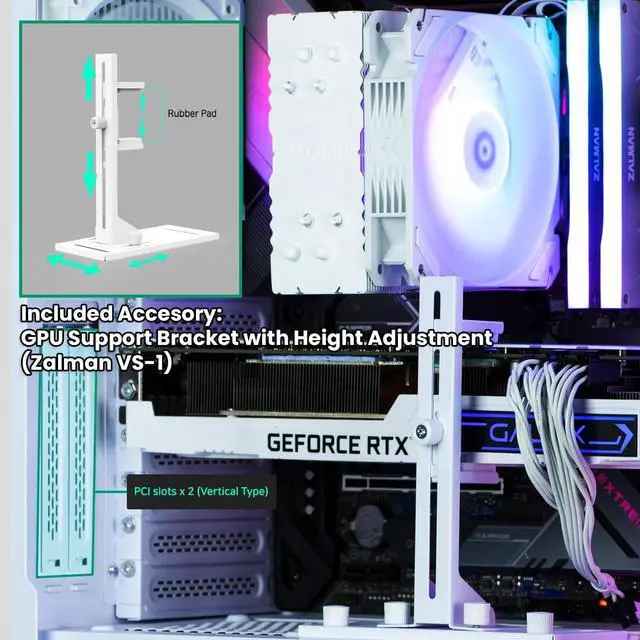 Alt view image 7 of 7 - Zalman i4 TG Airflow ATX Mid-Tower Gaming PC Case, 4 x 140mm RGB Fans Preinstalled, Tempered Glass Side Panel, 360mm Radiator Support, White