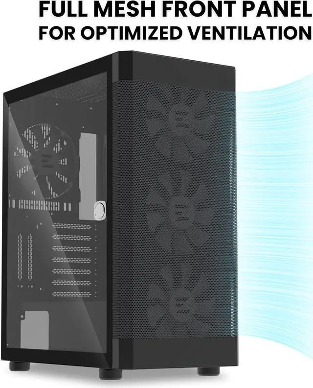 Alt view image 4 of 7 - Zalman i4 TG Airflow ATX Mid-Tower Gaming PC Case, 4 x 140mm Fixed RGB Fans Preinstalled, Tempered Glass Side Panel, 360mm Radiator Support, Black