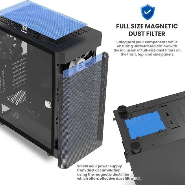 Alt view image 5 of 7 - Zalman i4 TG Airflow ATX Mid-Tower Gaming PC Case, 4 x 140mm Fixed RGB Fans Preinstalled, Tempered Glass Side Panel, 360mm Radiator Support, Black