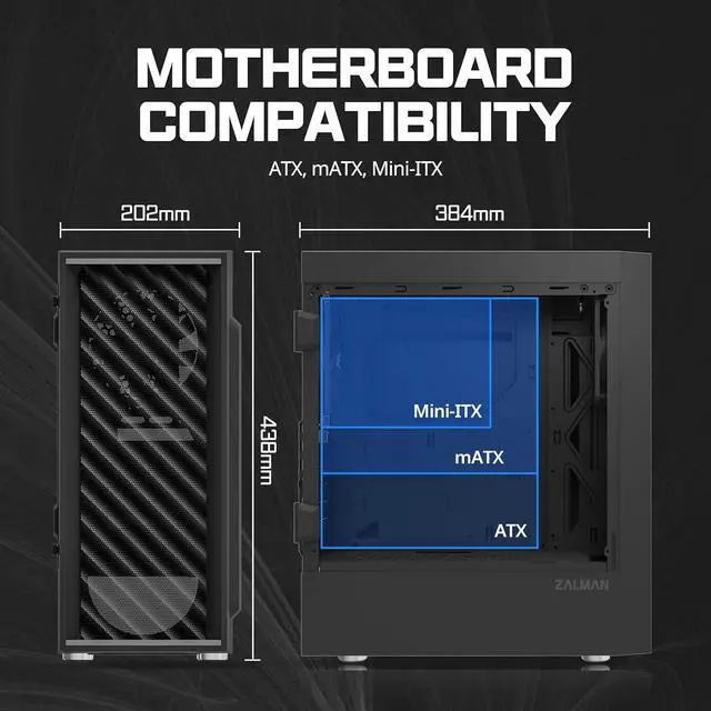 Alt view image 5 of 7 - Zalman T7 ATX Mid-Tower Compact Desktop PC Case, 2 x 120mm Fans Preinstalled, 3D Patterned Mesh Design for High Airflow, Tinted Acrylic Side Panel, USB 3.0