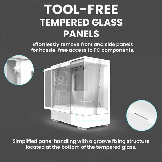Alt view image 5 of 7 - Zalman P10 Compact Mini-Tower Micro-ATX MATX PC Case, 120mm ARGB 4-pin PWM Fan Pre-Installed, Panoramic Tempered Glass, Type-C & USB 3.0, White