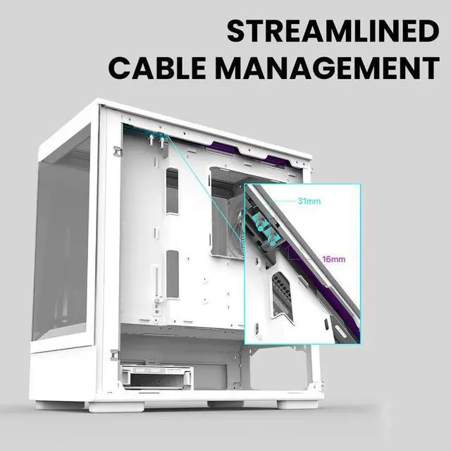 Alt view image 2 of 7 - Zalman P10 Compact Mini-Tower Micro-ATX MATX PC Case, 120mm ARGB 4-pin PWM Fan Pre-Installed, Panoramic Tempered Glass, Type-C & USB 3.0, White