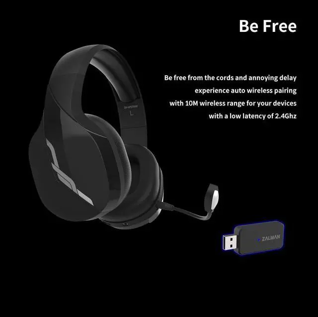 Alt view image 5 of 7 - Zalman HPS700 Archer - Wireless Gaming Headset with detachable microphone - 7.1 Surround Sound - 50mm Drivers with 20hz-20,000Hz Frequency Range - Breathable Fabric with Memory Foam - Black