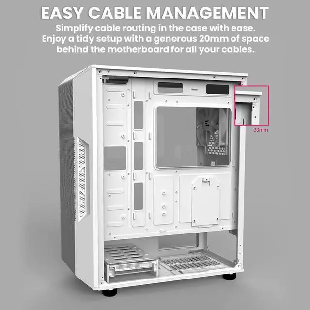 Alt view image 5 of 7 - Zalman i3 ARGB ATX Mid-Tower Gaming PC Case, 4 x 120mm ARGB Fans Pre-Installed, High Airflow Mesh Front Panel, Tempered Glass Side Panel, White