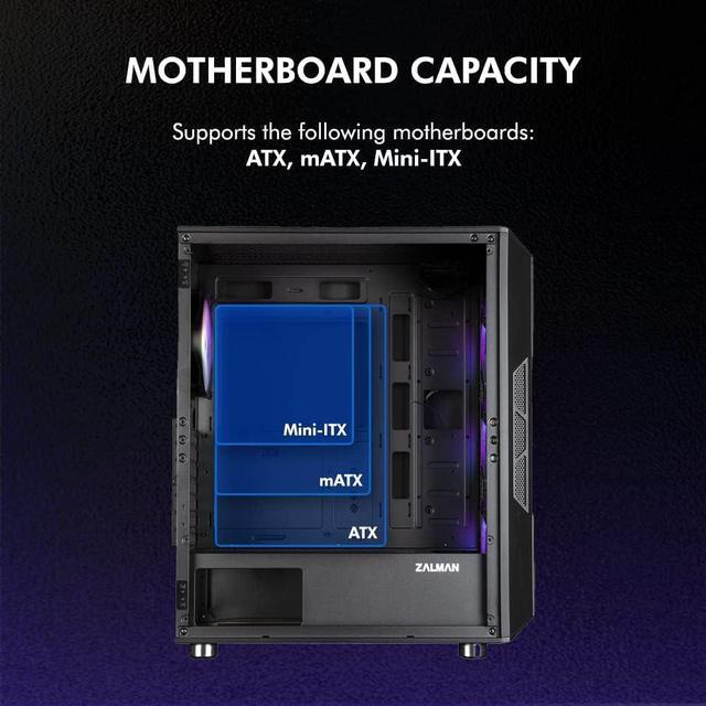 Alt view image 7 of 7 - Zalman i3 NEO ATX Mid-Tower Desktop Gaming PC Case, 4 x 120mm RGB Fans Preinstalled, Mesh Front Panel for High Airflow, Tempered Glass Side Panel, Black