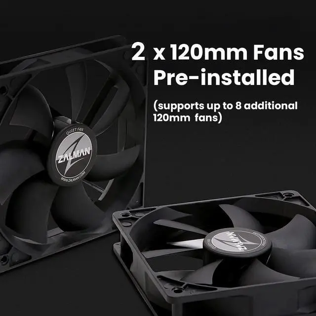 Alt view image 6 of 7 - Zalman S4 Mid-Tower ATX Desktop PC Case, 2 x 120mm Fans Included, Tinted Acrylic Side Panel, Spacious Chassis for Easy PC Building, USB 3.0