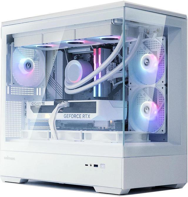 Main image of Zalman P30 Micro ATX mATX Gaming PC Computer Case, 2 x 120mm Reverse + 1 x Rear Exhaust ARGB Fans (Pre-installed), Panoramic View Frameless Tempered Glass Front & Side Panel, USB Type-C & 3.0, White