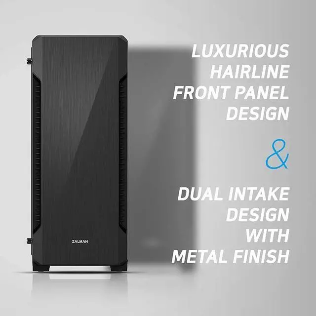 Alt view image 3 of 7 - Zalman S3 TG ATX Mid Tower Desktop PC Case, 3 x 120mm Fans included, Full Tempered Glass Side Panel, USB 3.0