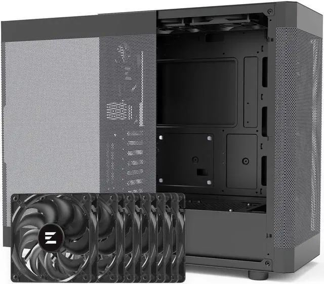 Main image of Zalman i4 Airflow ATX Mid-Tower Desktop PC Case, Includes 6 x 120mm Fans, Full Mesh Front and Side Panels for High Airflow, 360mm Radiator Support, Black