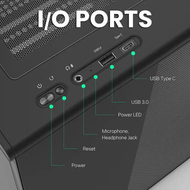 Alt view image 4 of 7 - Zalman P10 mATX Mini Tower PC Case - 120mm ARGB 4-pin PWM Fan Pre-Installed, Panoramic Tempered Glass, USB Type-C & 3.0, Cable Management System, M-ATX / ITX Computer Case, Black