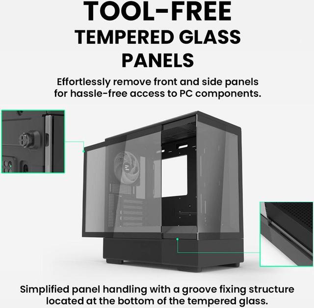 Alt view image 2 of 7 - Zalman P10 mATX Mini Tower PC Case - 120mm ARGB 4-pin PWM Fan Pre-Installed, Panoramic Tempered Glass, USB Type-C & 3.0, Cable Management System, M-ATX / ITX Computer Case, Black