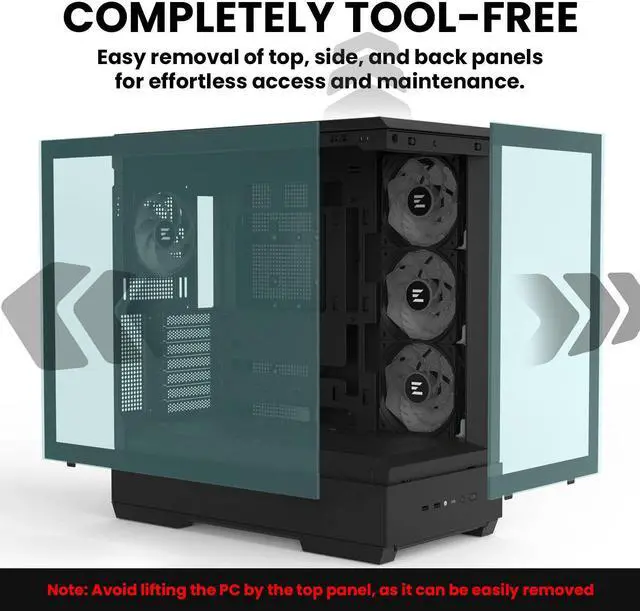 Alt view image 3 of 7 - Zalman P50 ATX Mid-Tower Premium PC Case - Panoramic Tempered Glass, Hinged Cable Management Doors, BTF Back-Connect Motherboard Compatible, Black (Fans Not Included)