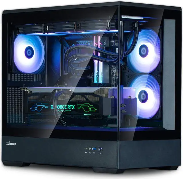Alt view image 2 of 7 - Zalman P30 Micro ATX mATX Gaming PC Computer Case, 2 x 120mm Reverse + 1 x Rear Exhaust ARGB Fans (Pre-installed), Panoramic View Frameless Tempered Glass Front & Side Panel, USB Type-C & 3.0, Black