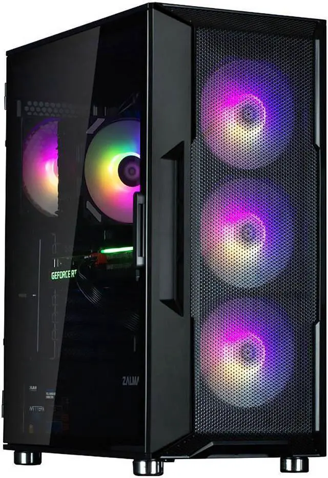 Main image of Zalman i3 ARGB ATX Mid-Tower Gaming Desktop Computer PC Case, 4 x 120mm ARGB Fans Pre-Installed, High Airflow Mesh Front Panel, Tempered Glass Side Panel, Black
