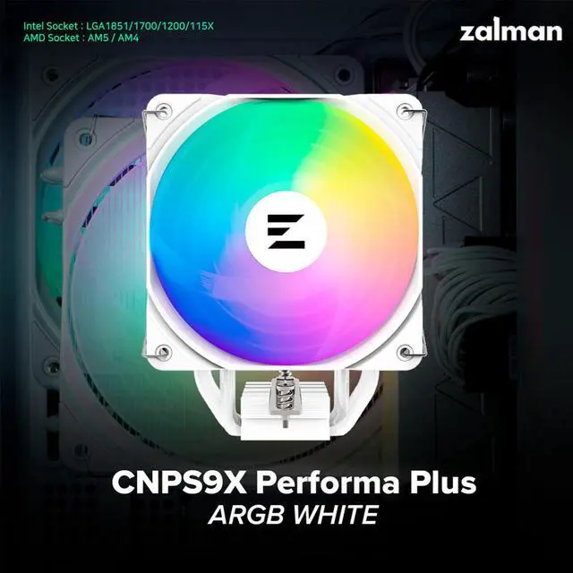 Alt view image 5 of 7 - Zalman Case Cooler PSU Combo - Zalman P50 White Panoramic ATX Mid-Tower PC Case + 9X Performa Plus White 180W TDP CPU Air Cooler + Gigamax 700W 80+ Plus Bronze PSU