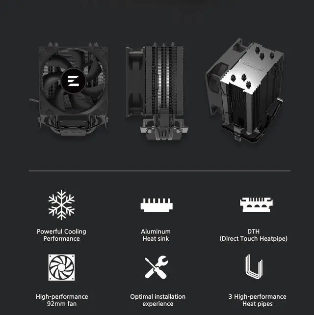Alt view image 6 of 7 - Zalman Case Cooler PSU Combo - Zalman S2 ATX Mid-Tower PC Case + C4X Black 150W TDP CPU Cooler + Gigamax 600W 80+ Plus Bronze PSU