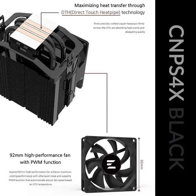 Alt view image 7 of 7 - Zalman Case Cooler PSU Combo - Zalman S2 ATX Mid-Tower PC Case + C4X Black 150W TDP CPU Cooler + Gigamax 600W 80+ Plus Bronze PSU