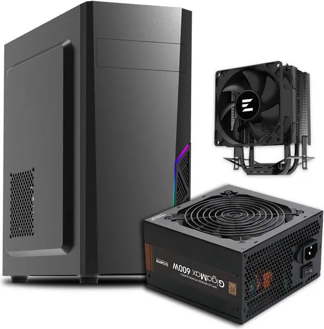 Main image of Zalman Case Cooler PSU Combo - Zalman T8 ATX PC Case + C4X Black 150W TDP CPU Cooler + Gigamax 600W 80+ Plus Bronze PSU