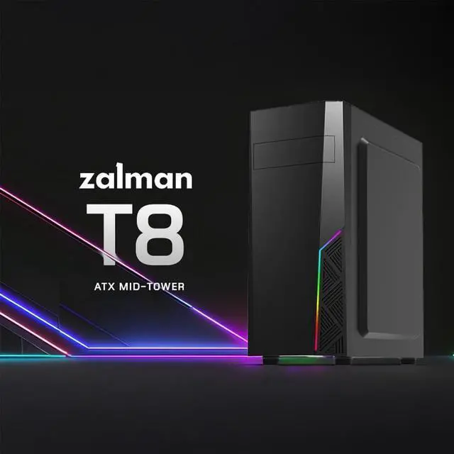 Alt view image 2 of 7 - Zalman Case Cooler PSU Combo - Zalman T8 ATX PC Case + C4X Black 150W TDP CPU Cooler + Gigamax 600W 80+ Plus Bronze PSU