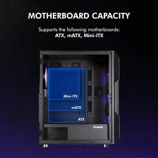 Alt view image 7 of 7 - Zalman i3 NEO ATX Mid-Tower Gaming PC Desktop Computer Case, 4 x 120mm RGB Fans Preinstalled, Mesh Front Panel for High Airflow, Tempered Glass Side Panel, Black
