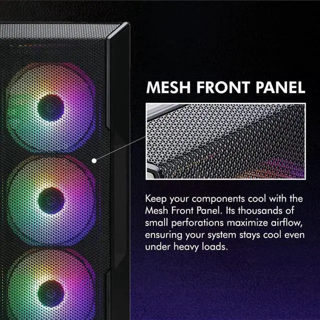 Alt view image 3 of 7 - Zalman i3 NEO ATX Mid-Tower Gaming PC Desktop Computer Case, 4 x 120mm RGB Fans Preinstalled, Mesh Front Panel for High Airflow, Tempered Glass Side Panel, Black