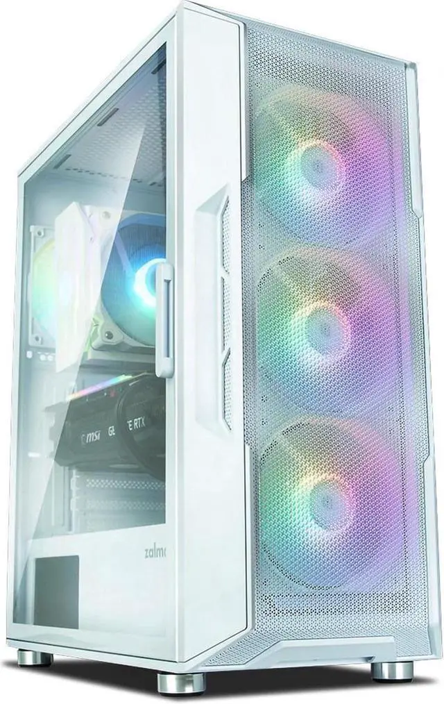 Main image of Zalman i3 NEO ATX Mid-Tower Gaming PC Desktop Computer Case, 4 x 120mm RGB Fans Preinstalled, Mesh Front Panel for High Airflow, Tempered Glass Side Panel, White