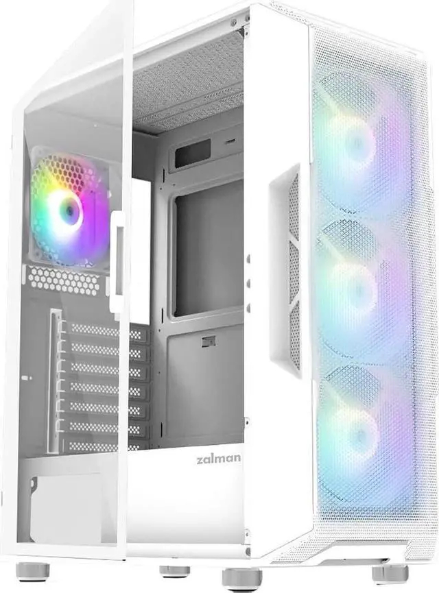 Alt view image 2 of 7 - Zalman i3 NEO ATX Mid-Tower Gaming PC Desktop Computer Case, 4 x 120mm RGB Fans Preinstalled, Mesh Front Panel for High Airflow, Tempered Glass Side Panel, White