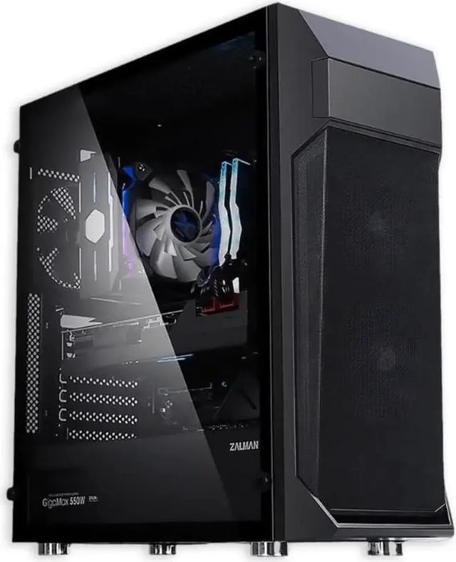 Main image of Zalman Z1 Plus Mid-Tower Desktop ATX PC Case, 3 x 120mm Fans Pre-Installed, 5.25" ODD Support, Mesh Front Panel, Tempered Glass Side Panel